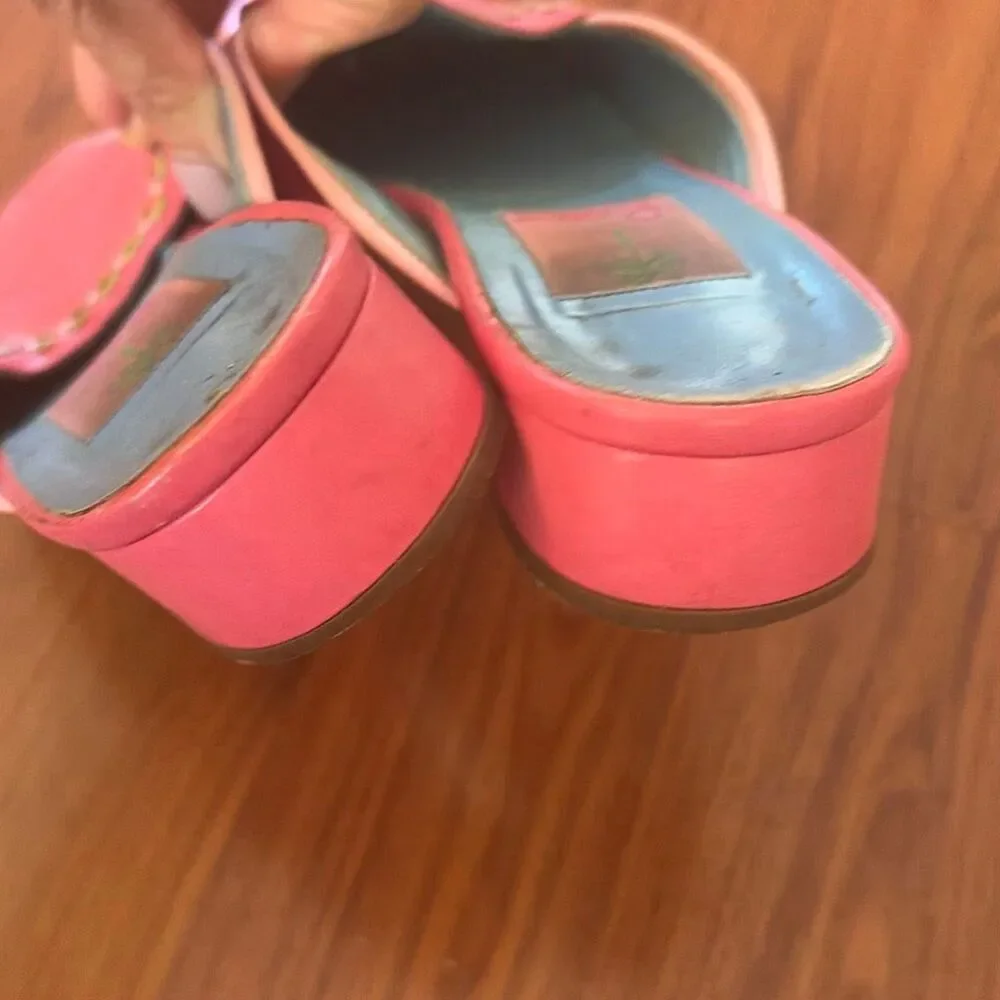 Lily Pulitzer Vintage pink leather mule flats 8